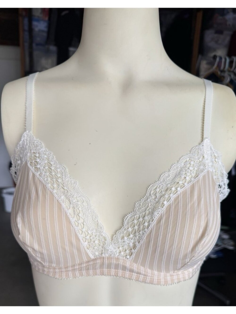 Eres Tendresse Lace Gallant Lingerie Underwire Neutral Stripe 34C Bra Coquette